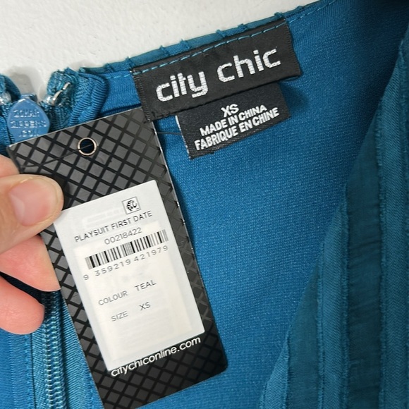 City Chic Teal First Date Playsuit Romper NWT - Picture 3 of 7